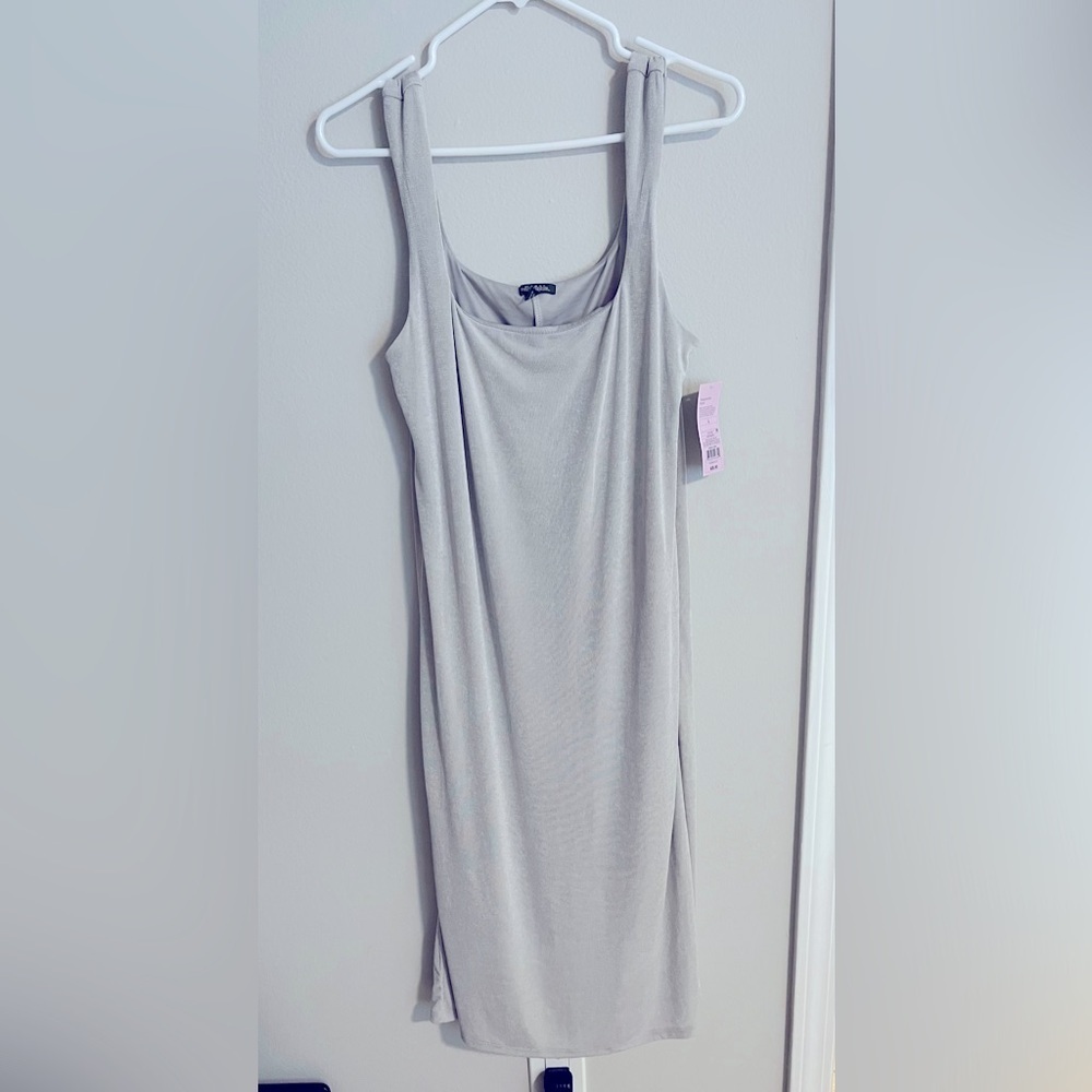 NWT Wild Fable square neck body con silver shimmer dress, size large. Beautiful! - Picture 2 of 12